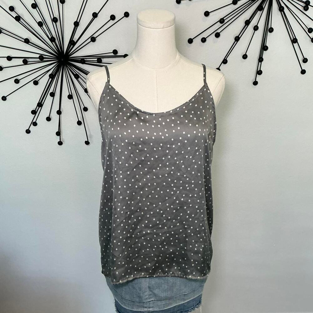 Le Lis gray polka dot cami silky slip tank minimalist Y2K